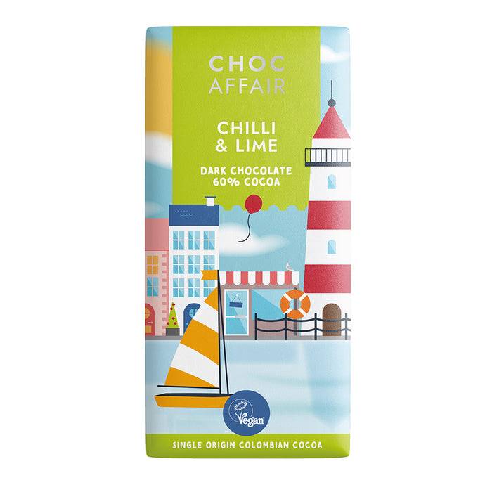 Choc Affair Chilli and Lime Dark Chocolate Bar