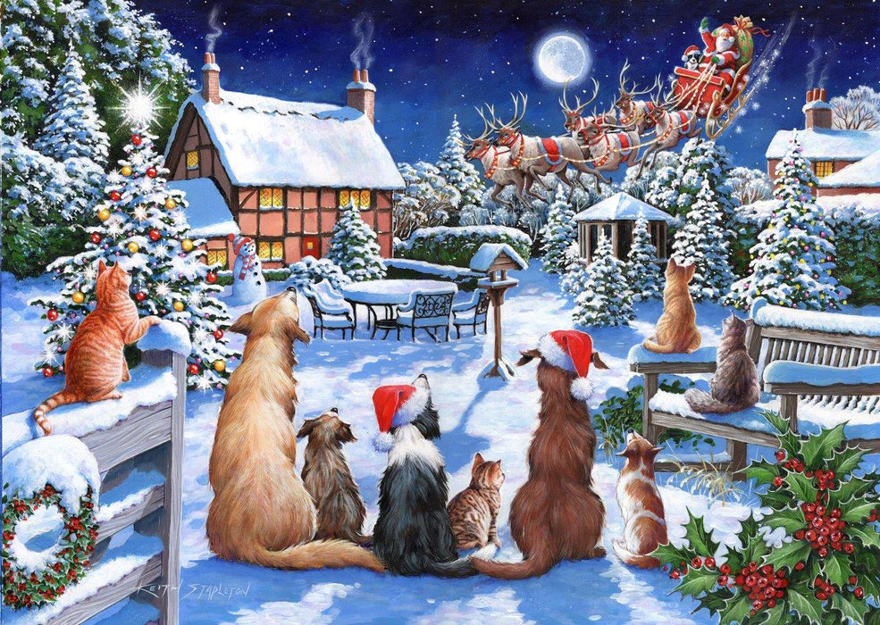 House Of Puzzles Santa Paws 1000 Piece Jigsaw Puzzle