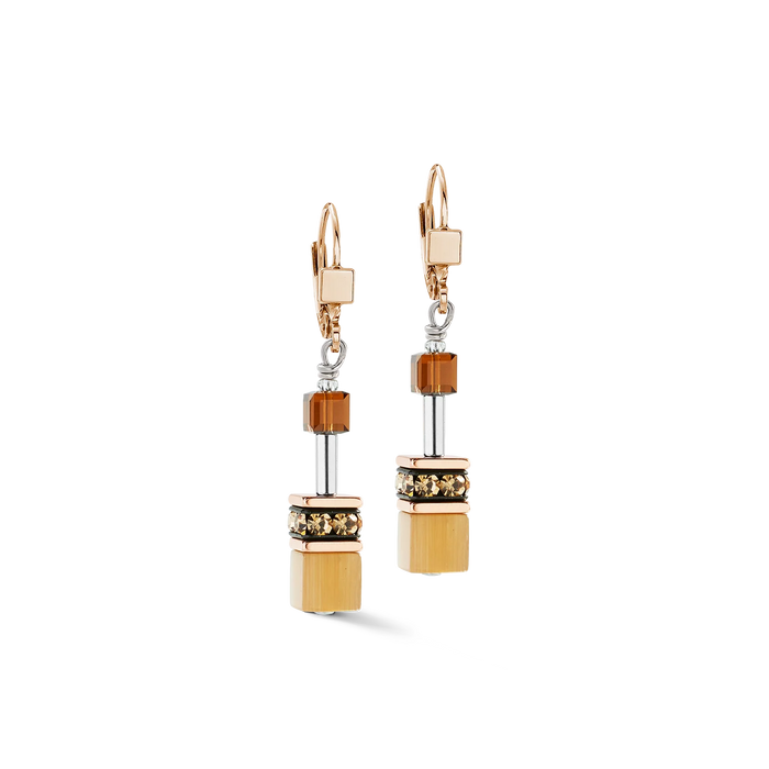 Coeur De Lion GeoCUBE® Iconic Mocha Mousse Rose Gold Earrings