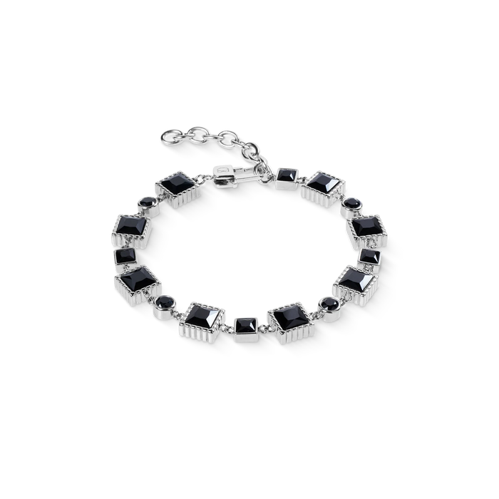 Coeur De Lion Geometry Bracelet with Spinel and Stainless Steel Silver-Black