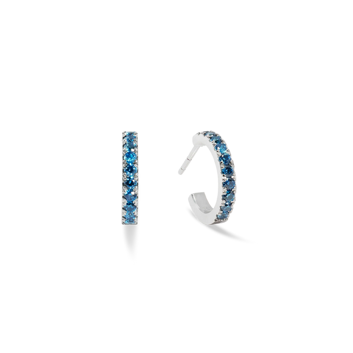 Coeur De Lion Mini Silver-Blue Eternal Love Hoop Earrings