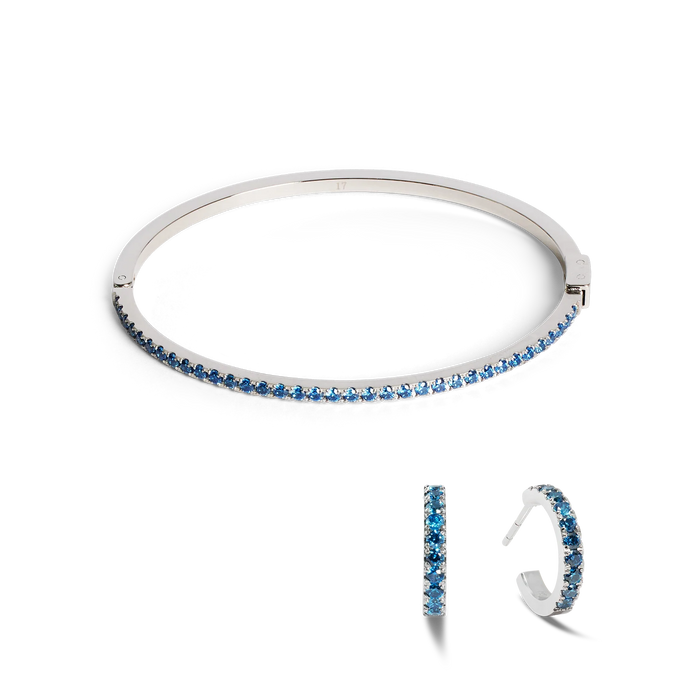 Coeur De Lion Mini Silver-Blue Eternal Love Hoop Earrings