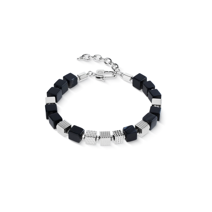 Coeur De Lion Onyx Graphic Cubes Bracelet in Stainless Steel