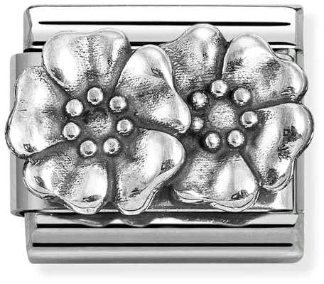 Nomination Classic Silver Oxidised Symbols Silver Double Flower Charm