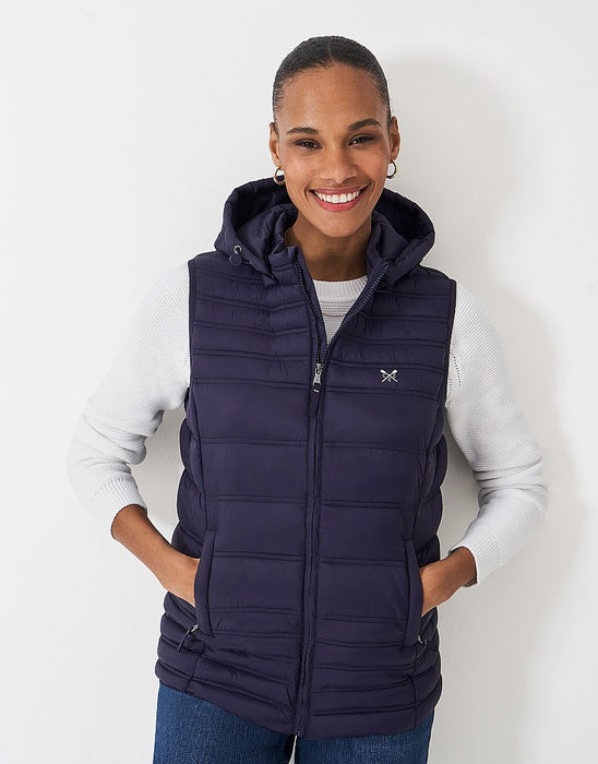Crew Clothing Women's Lightweight Padded Gilet In Dark Navy