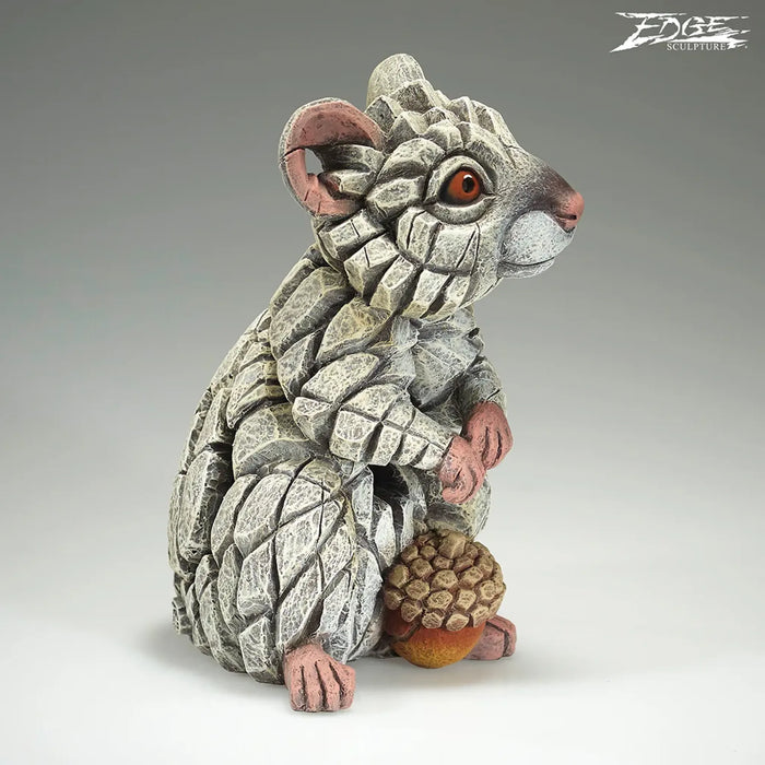 Edge Sculpture White Field Mouse With Acorn