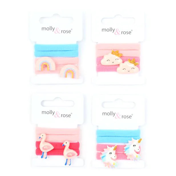 Molly & Rose 4 Assorted Motif and Plain Ponio Elastics