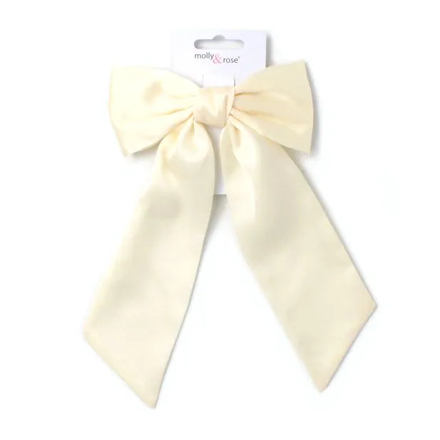 Molly & Rose Ivory Bow Barrette Clip With Tails