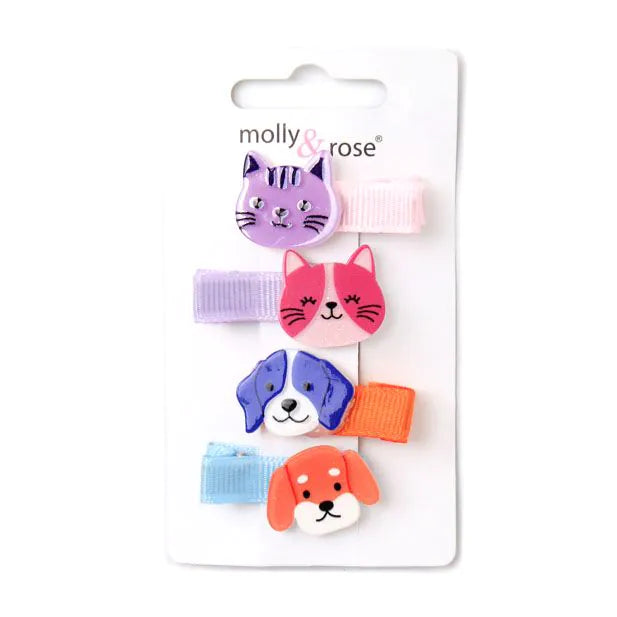 Molly & Rose Cat and Dog Motif Hair Clips