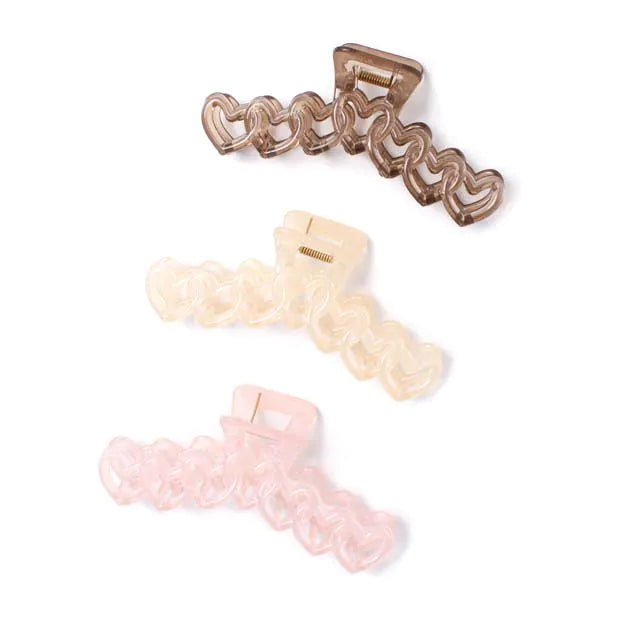Molly & Rose Linked Hearts Transparent Clamp Clip