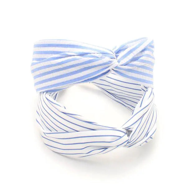 Molly & Rose Wide Blue and White Striped Twist Aliceband