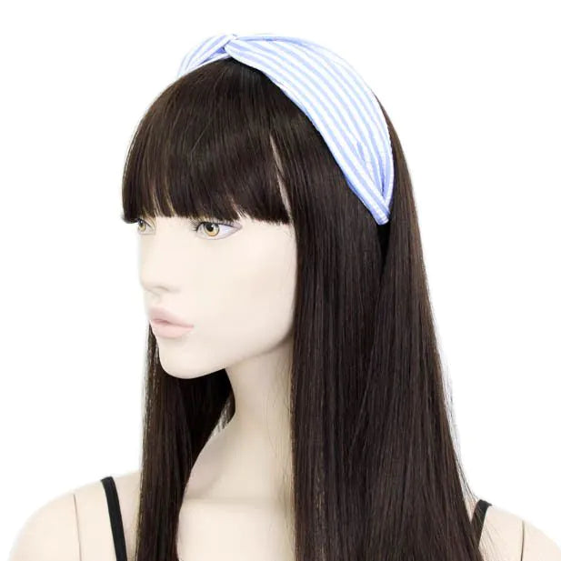 Molly & Rose Wide Blue and White Striped Twist Aliceband
