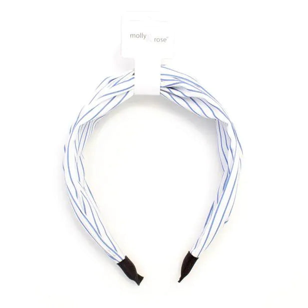 Molly & Rose Wide Blue and White Striped Twist Aliceband