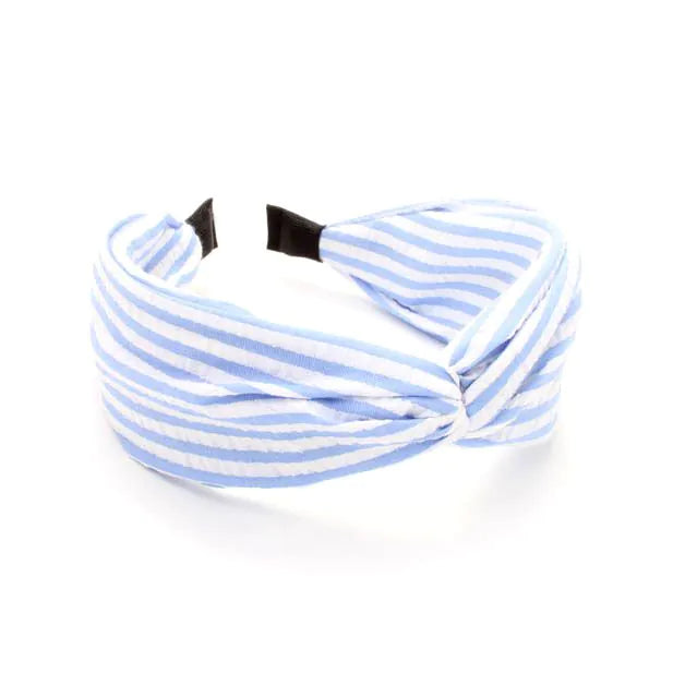 Molly & Rose Wide Blue and White Striped Twist Aliceband