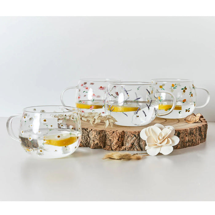 Belly Button Ditsy Echinacea Glass Mug