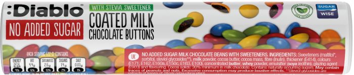 Diablo Milk Chocolate Buttons in Tube