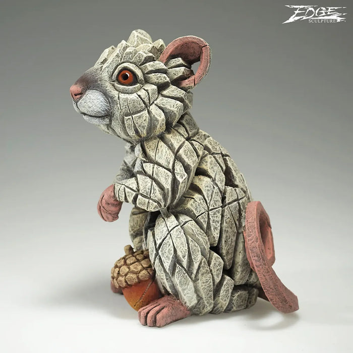 Edge Sculpture White Field Mouse With Acorn