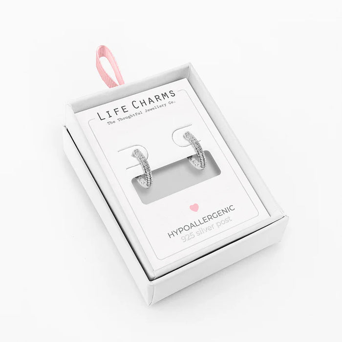 Life Charms Silver Hoop Earrings
