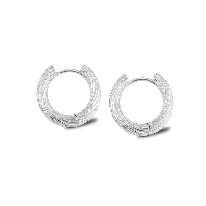 Life Charms Silver Small Twisted Hoop Earrings