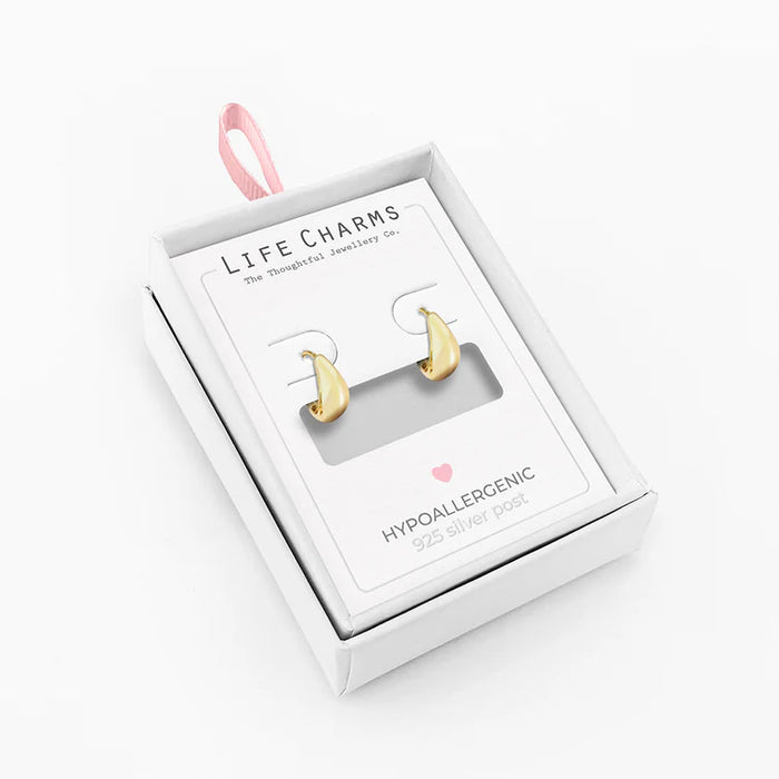 Life Charms Gold Huggie Hoop Earrings