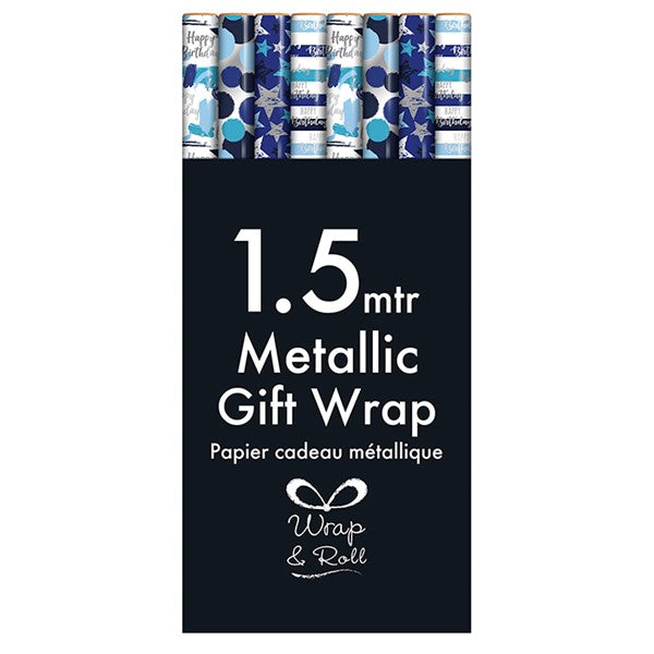 Male Metallic Gift Wrap 1.5m