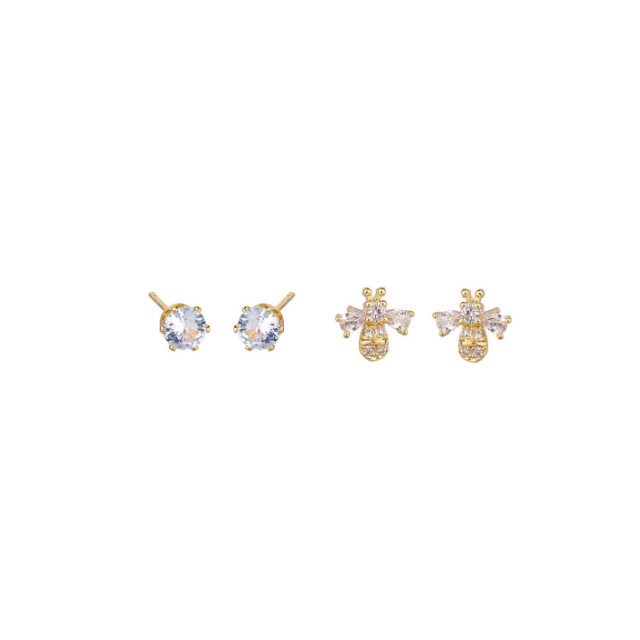 White Leaf 7 Day Box Set Earrings 18kt Gold Plate