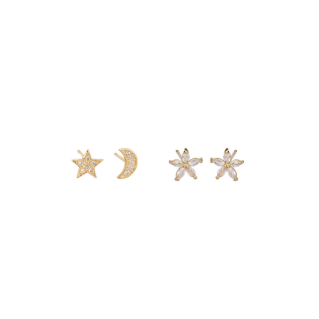 White Leaf 7 Day Box Set Earrings 18kt Gold Plate