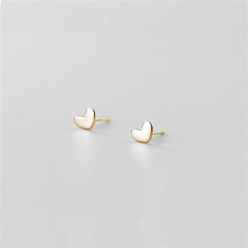 White Leaf Tiny Heart Earrings 18kt Gold Plate Sterling Silver