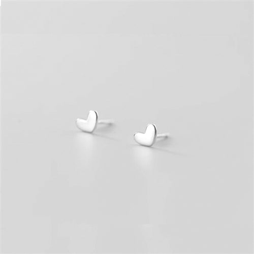 White Leaf Tiny Heart Earrings Sterling Silver
