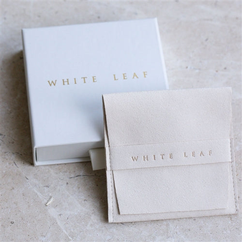 White Leaf Tiny Heart Earrings Sterling Silver