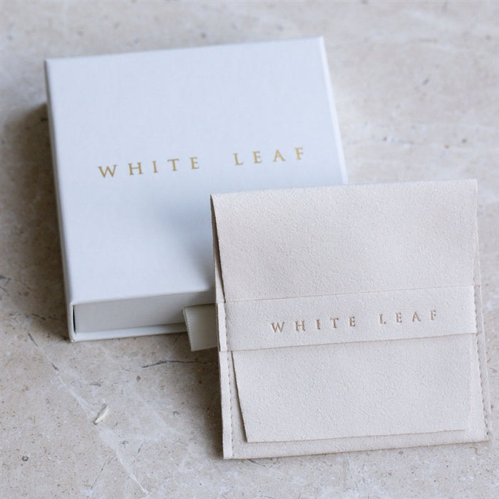 White Leaf C-Shape Hoop Earrings 18kt Gold Plate