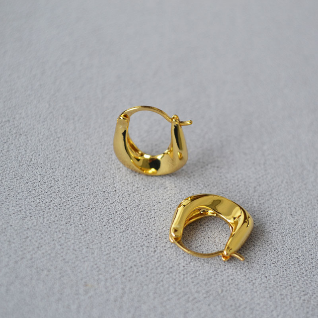 White Leaf Melted Mini Hoop Earrings 18kt Gold Plate