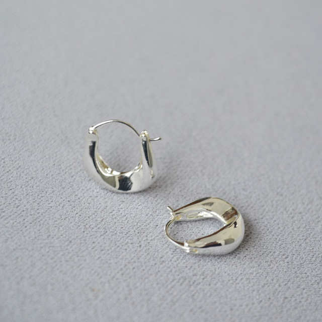 White Leaf Melted Mini Hoop Earrings Sterling Silver