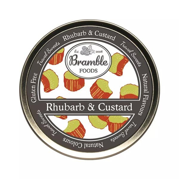 Bramble Rhubarb and Custard Travel Sweets Tin