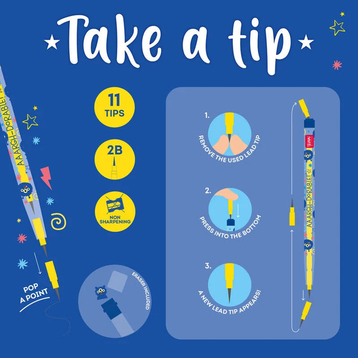 Legami Stackable Pencil With Eraser - Monster