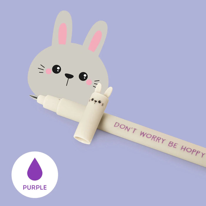 Legami Erasable Purple Bunny Gel Pen - Don't Worry Be Hoppy