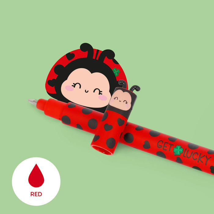 Legami Erasable Red Ladybird Gel Pen - Get Lucky