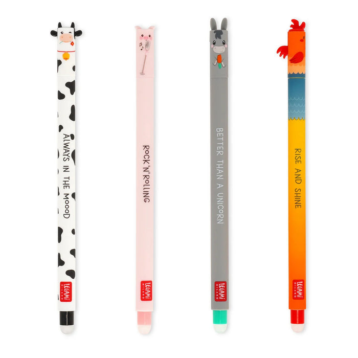 Legami Set of 4 Erasable Pens - Farm Sweet Farm