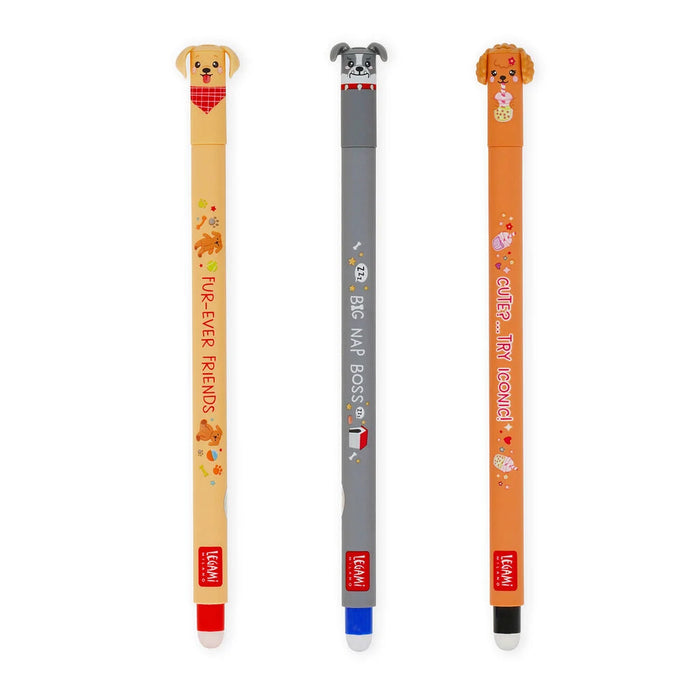 Legami Set of 3 Erasable Gel Pens - Fur-ever Friends