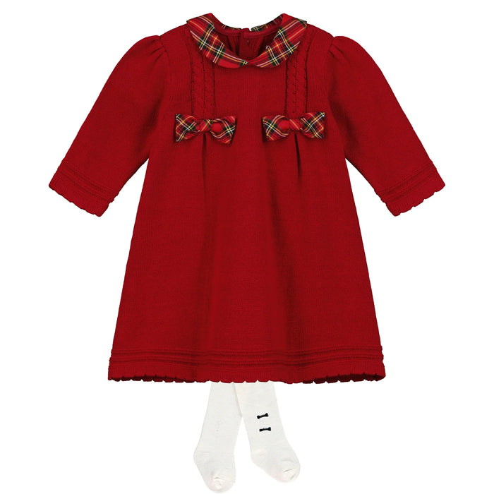 Emile et Rose Elizabeth Red Knit Baby Girl Party Dress