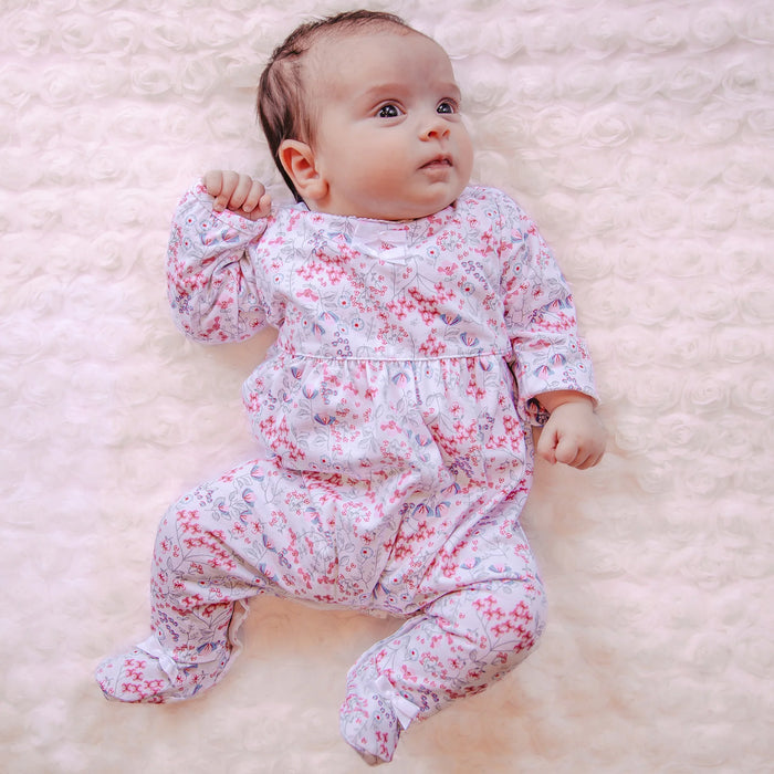Emile et Rose Lacey Girls Floral Print Babygrow & Hairband