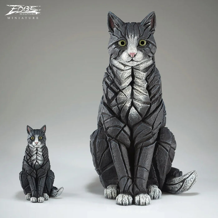 Edge Sculpture Miniature Sitting Black And White Cat