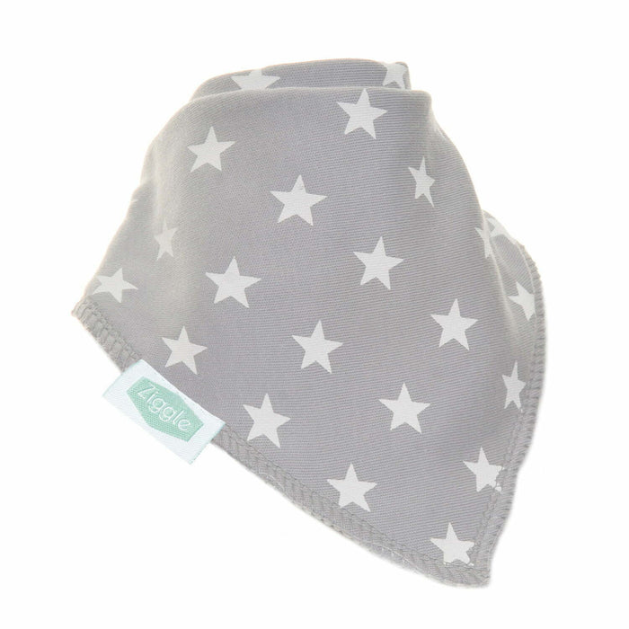 Ziggle Grey Bandana Dribble Bib with White Stars