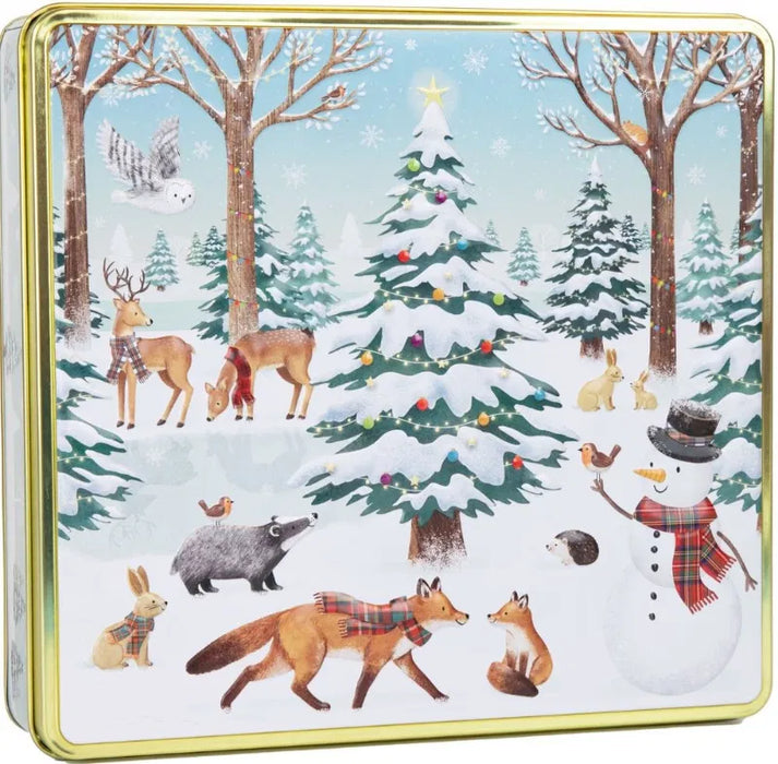 Festive Forest Square Tin Filled with Assorted Scottish Shortbread