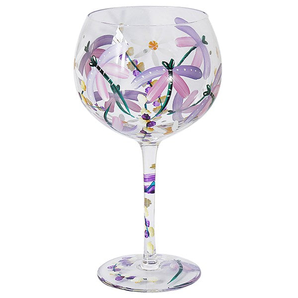 Flower Gin Glass Purple Dragonflies