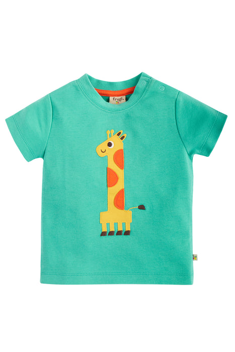 Frugi Magic Number T-Shirt Pacific Aqua Giraffe Number 1