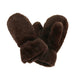 Pair of brown fur mittens on a white background