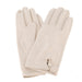 Pair of beige gloves on a white background