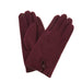 Pair of maroon gloves on a white background