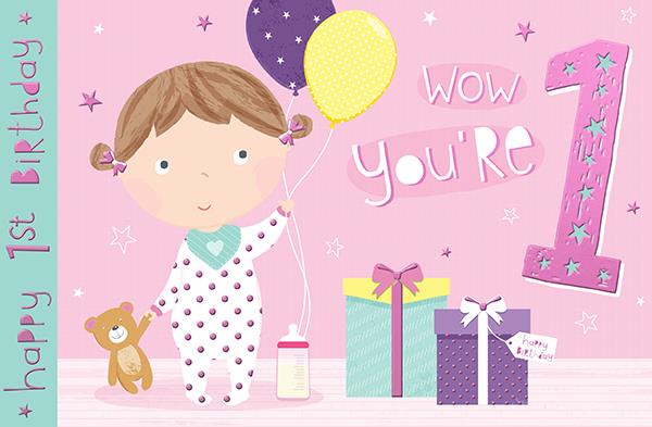 Words N Wishes 'Happy 1st Birthday' Card